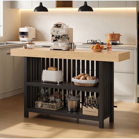 Tavolo bar con poggiapiedi e 2 ripiani in MDF 160 x 40 x 105 cm (1/5)