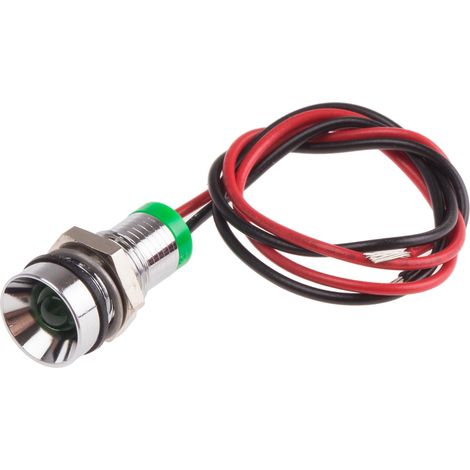 Voyant LED lumineux  Vert RS PRO, dia. 8mm, 2V c.c., IP67 ( Prix pour 1 )