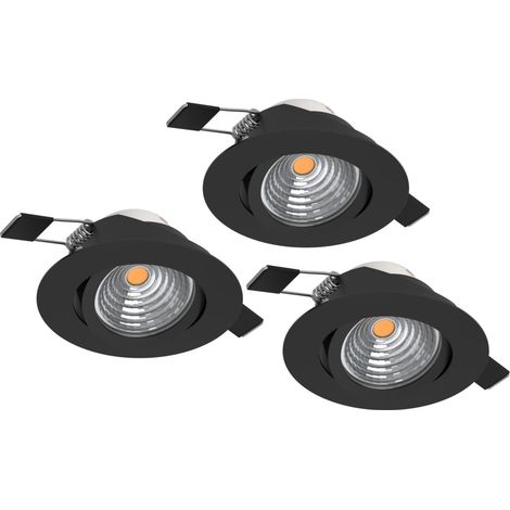 Lot de 3 spots encastrés Saliceto noir Ø 8.8cm - 6.4W - 902281 (1/3)