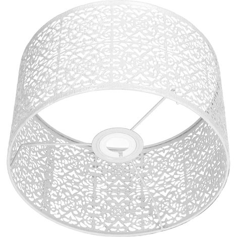 Abat-jour ajouré en métal, culot E27/E14, usage universel, bonne dissipation de la chaleur, finition élégante, blanc. (1/5)