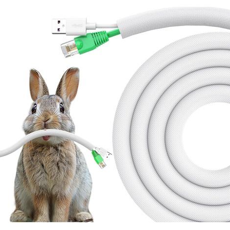 APEX Kabelschutz für Hunde und Katzen, 3 Meter – 9,5 mm Kabelschutzschlauch, schützt Kabel vor Haustierkauen, dehnbarer, geflochtener Kabelschutzschlauch, Weiß (1/5)