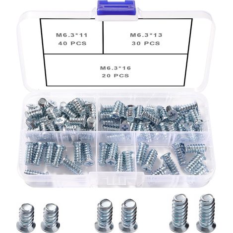 90 Pièces M6.3 Kit de Vis Euro, Vis Spéciale pour Meubles, Vis de Coulisse, pour Portes D'armoires de Cuisine, Armoires et Charnières de Placard (1/5)