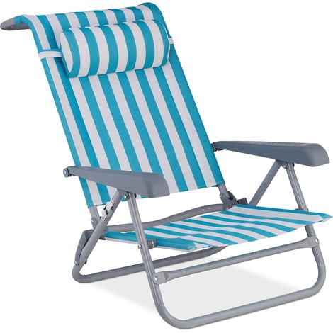 Lettino pieghevole da giardino 190 x 60 x 30 cm 8 posizioni comode design a righe in poliestere blu 130010485
