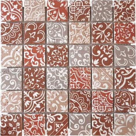 MOSAIQUE TRAVERTIN BAROQUE MARRON 1 PLAQUE 30,5 x 30,5 CM CASA LINEA