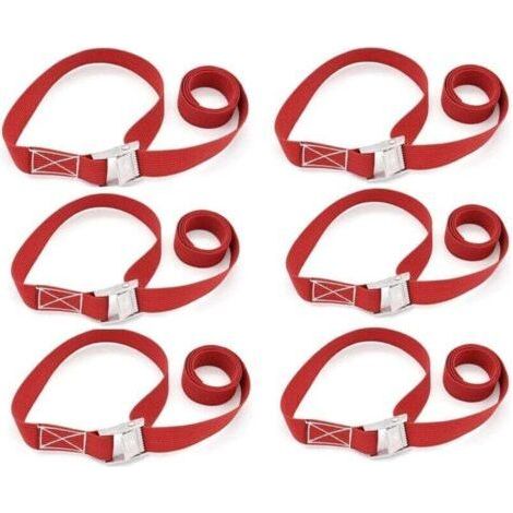 6 Pieces Lashing Strap, Adjustable Ratchet Fixing Straps, Bike Carrier Strap Hitch Fixed Straps Set with Carry Bag, for Motorcycle, Car, Trailer, Luggage, Cargo（100cm，Red (1/4)