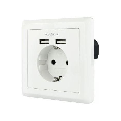 Presa da parete nanocable bianca 86x86 mm porte usb 2 4 A (1/4)