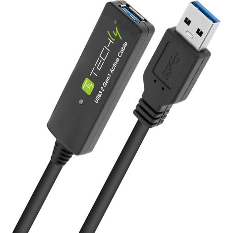 Cavo USB 3.2 Gen 1 A Techly ICUR30100G - USB A da 10 m, nero (1/5)
