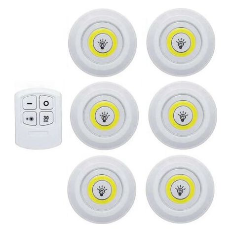 Super lumineux COB sous la lumière du meuble LED télécommande sans fil dimmable armoire veilleuse maison chambre placard cuisine -(lumière blanche) (1/5)