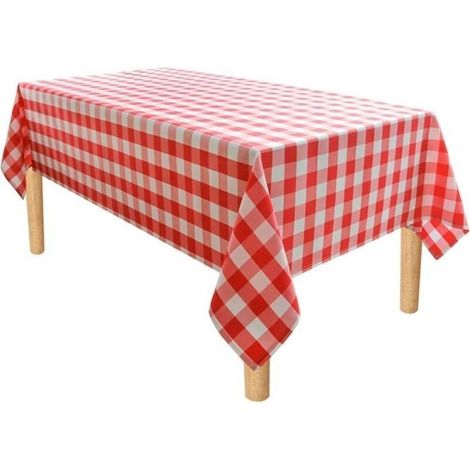 Nappe rectangulaire à carreaux rouges et blancs - Table à carreaux résistante aux taches, imperméable et lavable (1/4)