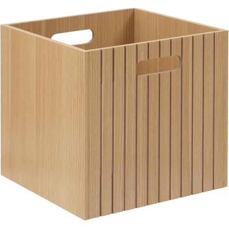 Boîte de rangement cube – 30,5 x 30,5 x 30,5 cm – Bois clair – Avec poignées – Modulable – Idéale pour étagères et casiers (1/3)