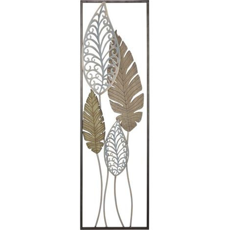 Pannello da muro Foglie -B- in ferro e legno MDF oro e argento (1/5)