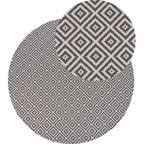 Alfombra moderna para interior y exterior redonda con patrón geométrico 160 cm gris Thrissur (1/5)