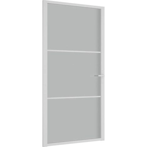 Puerta interior de vidrio y aluminio blanco mate 102,5x201,5 cm vidaXL
