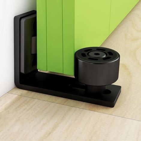 Guía de suelo ajustable, guía inferior de pared/puerta para puertas correderas de madera, color negro. (1/3)