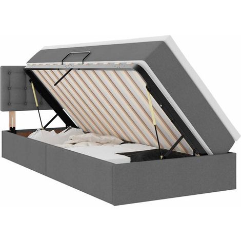 Lit avec rangement et matelas, gris foncé, 90 x 190 cm (1/5)