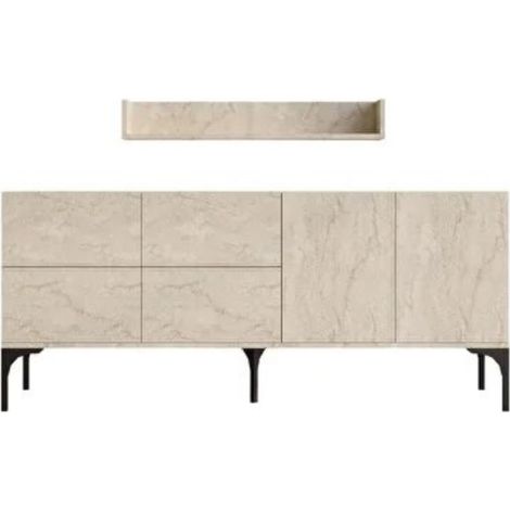 Buffet effet travertin 180 cm 6 Türen und Regal AURA