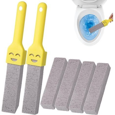 Pierre Ponce Brosse WC Avec Deux Poignées - Brosse de Nettoyage Remplaçable Pour Piscine et Toilettes - 6 Pièces Pour Enlever le Calcaire - Produits et Accessoires de Nettoyage (1/5)