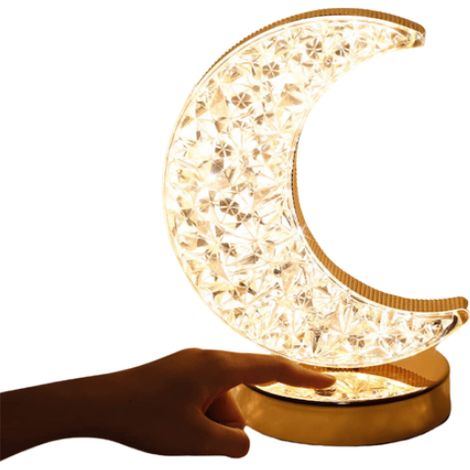 Mondlicht-Touchlampe mit 3 Farben, Kristallglas-Schreibtischleuchte mit stufenlos einstellbarem Nachtlicht für Kinderzimmer, Schlafzimmer, Ramadan-Dekoration (1/4)