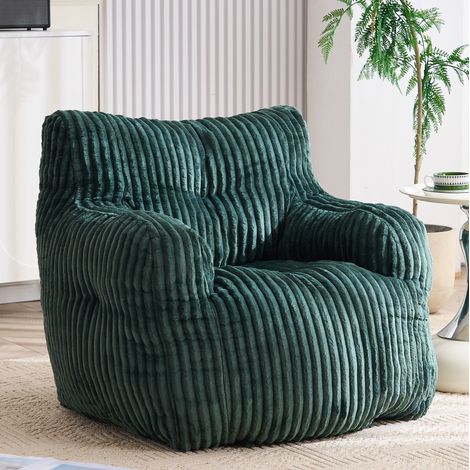 Sitzsack Cord Grün Memory-Schaumstoff 100x94x70 cm OKMYHOME