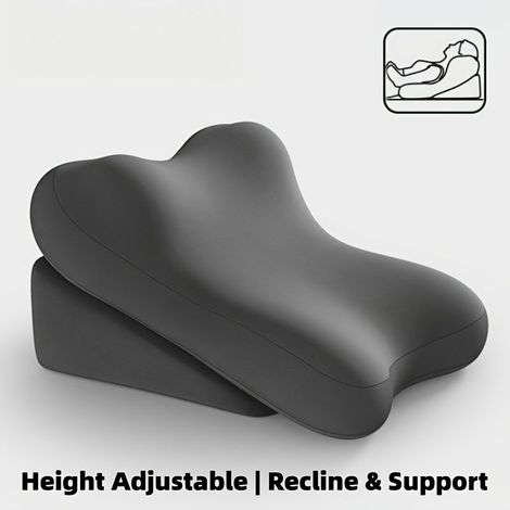 Oreiller ergonomique en forme de coin pour lit, dossier ajustable en mousse à mémoire de forme, idéal pour la lecture. Coussin de soutien en deux parties, antidérapant, pour les lombaires et la nuque. (1/5)