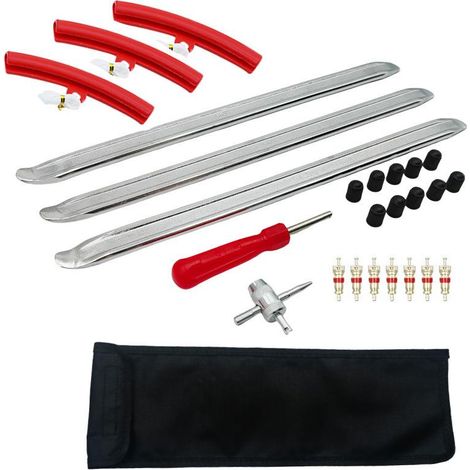 Juego de 26 desmontables para neumáticos - 30 cm - Con 3 protectores de llanta - Herramienta de montaje para moto, bicicleta, coche, scooter