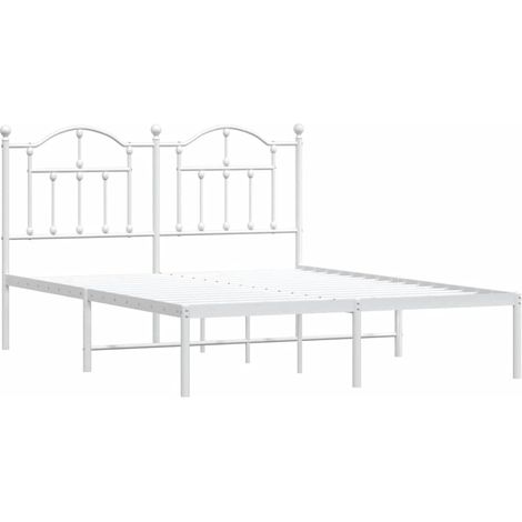 vidaXL Giroletto con Testiera Metallo Bianco 135x190 cm (1/5)