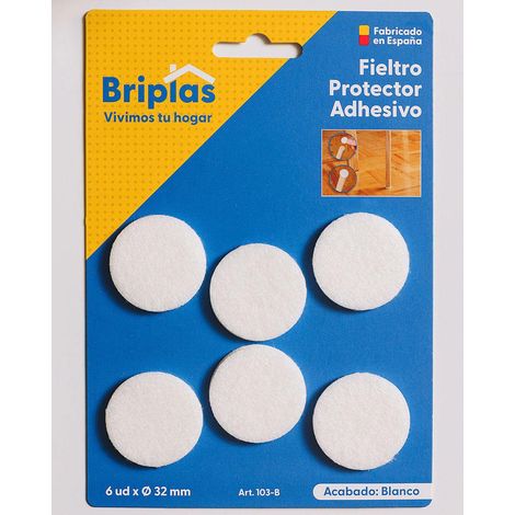 FPLUS briplas fieltro adhesivo 6 u redondo 32 ø mm blanco 103b