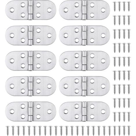 CCYKXA 10 Stainless Steel Hinge and Screws, Easy and Strong Assembly, for Folding Table, Cupboard Door, Hatch, Boat/House Window (1/5)