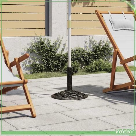 Socle de parasol - FAFEICY - Motif floral à rouleau - Noir et bronze - Fonte - 9 kg (1/5)