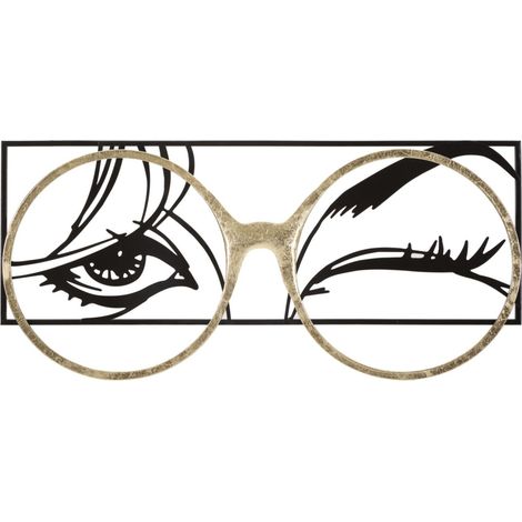 Décoration Murale Encadrée en Métal "Eyewear" 89cm Noir & Or (1/5)