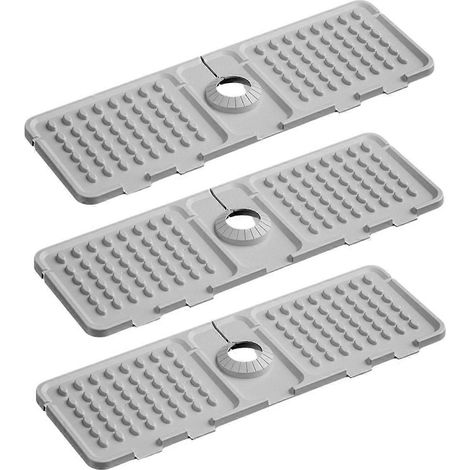 Protection anti-éclaboussures pour robinet d'évier de cuisine, en silicone, grise. (1/4)