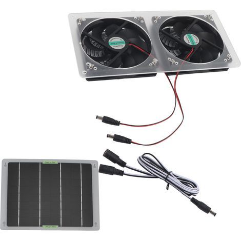 Kit de Ventilateur de Panneau Solaire, 100W 12V Kit de Ventilateur à énergie Solaire étanche Portable Double Ventilateur D'échappement sans Stockage D'énergie Ensemble de Panneaux Solaires pour Maison (1/5)