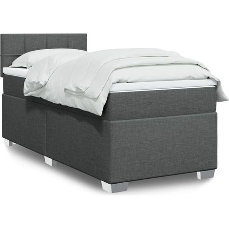 Boxspringbett mit Matratze Dunkelgrau 90x190 cm Stoff