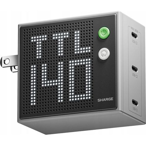 GaN SHARGE Pixel Ladegerät 140W 3x USB-C Schnellladefunktion für iPhone, Grau