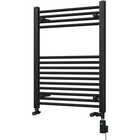 Zennor - Black Dual Fuel Towel Rail H800mm x W600mm Thermostatic WIFI - Straight (1/3)
