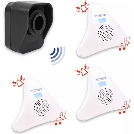 Kit alerte de passage 600m "BALCON" - 3 carillons triangle 35 mélodies & détecteur mouvement autonome (DA600+) (1/5)
