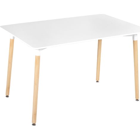 Mesa de comedor blanco madera clara 120 x 80 cm patas madera de haya Newberry
