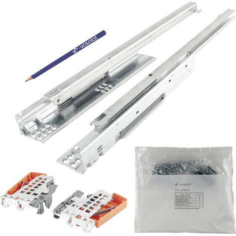 Blum Tandem Teilauszug Set, Schubladenauszug 400mm Blumotion mit praktischer Blum Kupplung, Schubladenführung Tragkraft 30kg - 1 Paar Schubladenschienen mit Kupplung