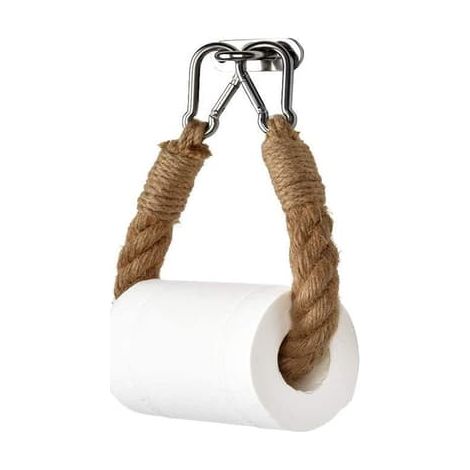 Porte-papier toilette en corde robuste et durable, porte-papier toilette en jute rétro et chic, style industriel nautique, porte-serviettes mural de style vintage. (1/5)
