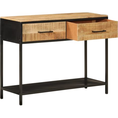Table console，Table d'appoint，Bout de canapé，Meuble d'entrée 100x35x76 cm bois massif de manguier et fer