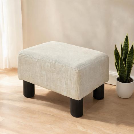Pouf beige en polyester 40 x 30 x 24 cm (1/5)