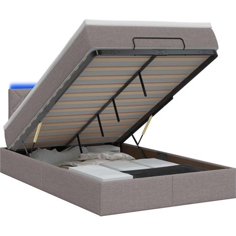 Maison Exclusive - Lit coffre avec matelas et LED Taupe 120 x 200 cm Tissu (1/5)