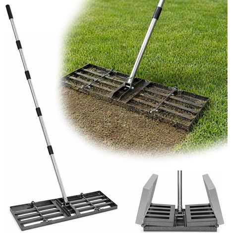 Lawn Leveling Rake 76 x 25 cm Foldable Leveler Tool Landscape Rake with Adjustable Handle 87-200 cm Steel Multi-Surface Tool for Leveling Grass, Sand, Soil and Gravel (1/5)