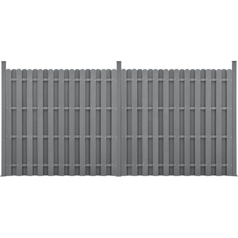 Recinzione in WPC per Giardino Staccionata a Doppia Faccia Steccato Alto 185 cm Lungo 376 cm Grigio NEU.HOLZ (1/5)