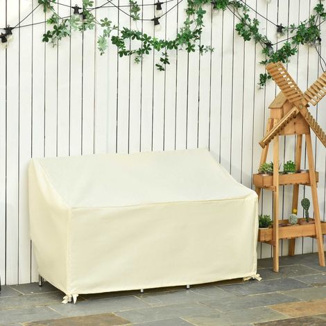 Housse de Banquet Jardin 2 Places Imperméable Oxford 600D avec Revêtement 140x84x56/94 cm Crème