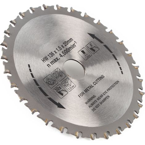 Kreisförmige Metalltrennscheibe für Sägen, Sägeblatt 136 x 1,5 x 1,2 x 20 mm, 30 Zähne, professionelles Heimwerkerwerkzeug.