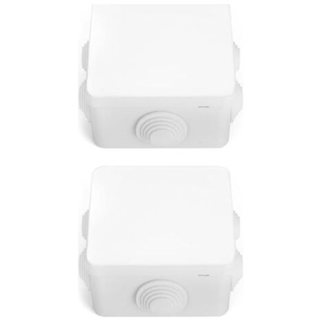 Lot de 2 Boite de derivation, IP65 en plastique ABS, etanche exterieur, Blanc, 85 x 85 x 50 mm