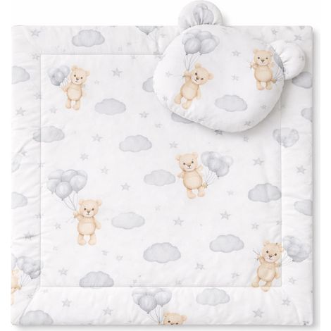 Edredón con osito de peluche, relleno y almohada anatómica - Juego de 2 piezas - Osito de peluche con globos (1/5)