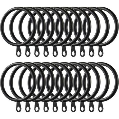 Lot de 60 anneaux de rideaux en métal de 38 mm de diamètre intérieur pour tringles à rideaux (noir) (1/5)