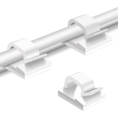 50 clip per cavi, organizer per cavi autoadesivi, supporto per cavi resistente e durevole (bianco) - AquaForge (1/5)
